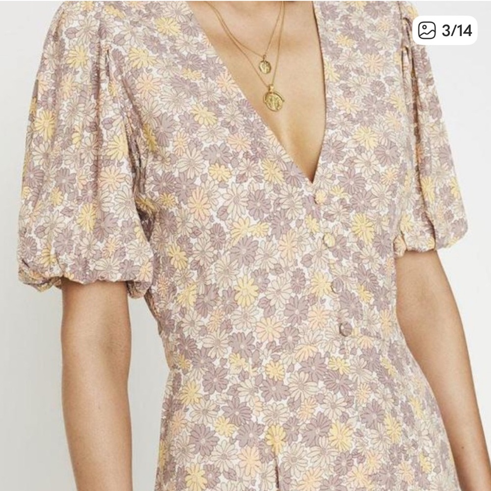 Faithfull the Brand Floral Midi Dress in Yellow and Cream